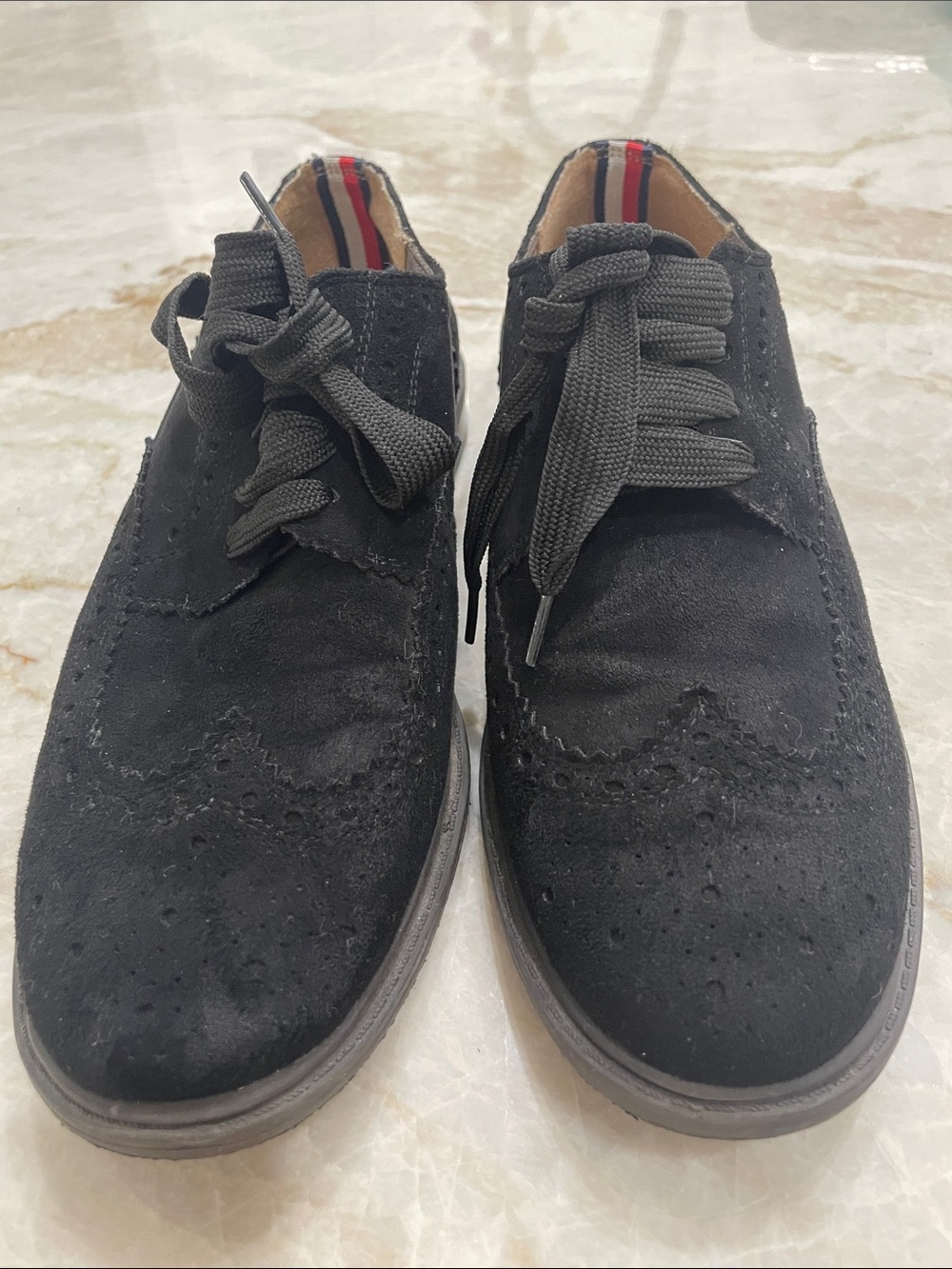 Tommy Hilfiger Women Black Suede Wingtip Oxford Dress Shoes Size 9
